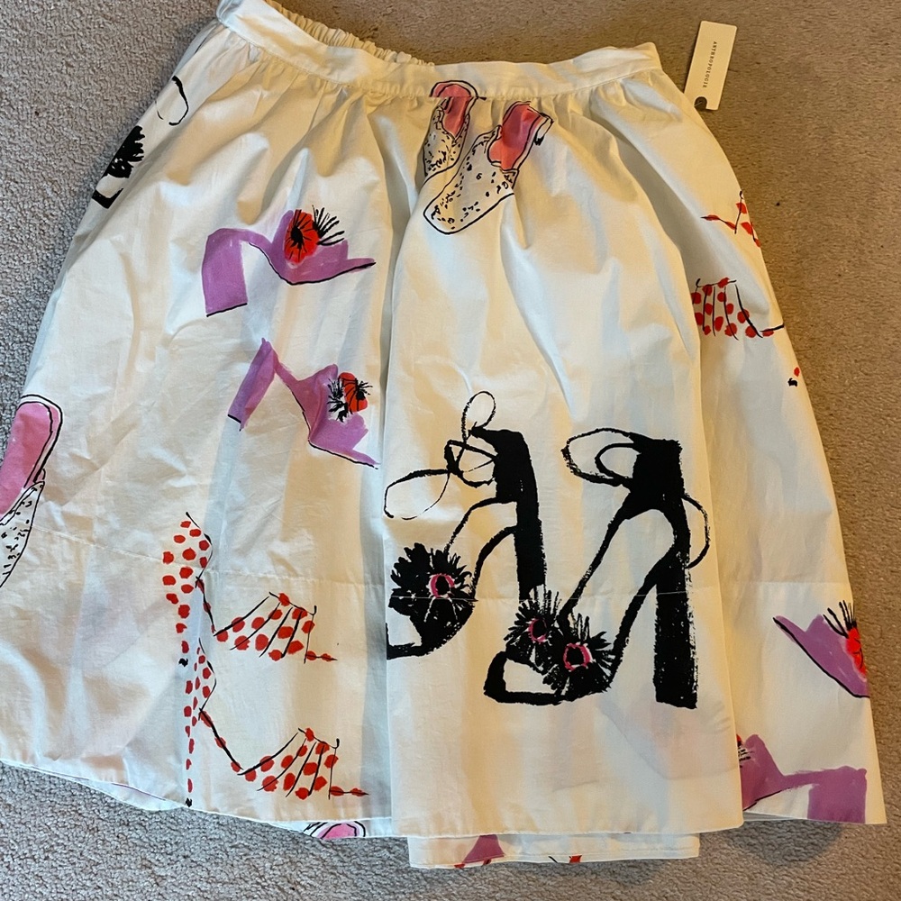 Maeve A-Line Skirt with Shoe Print in White and Black